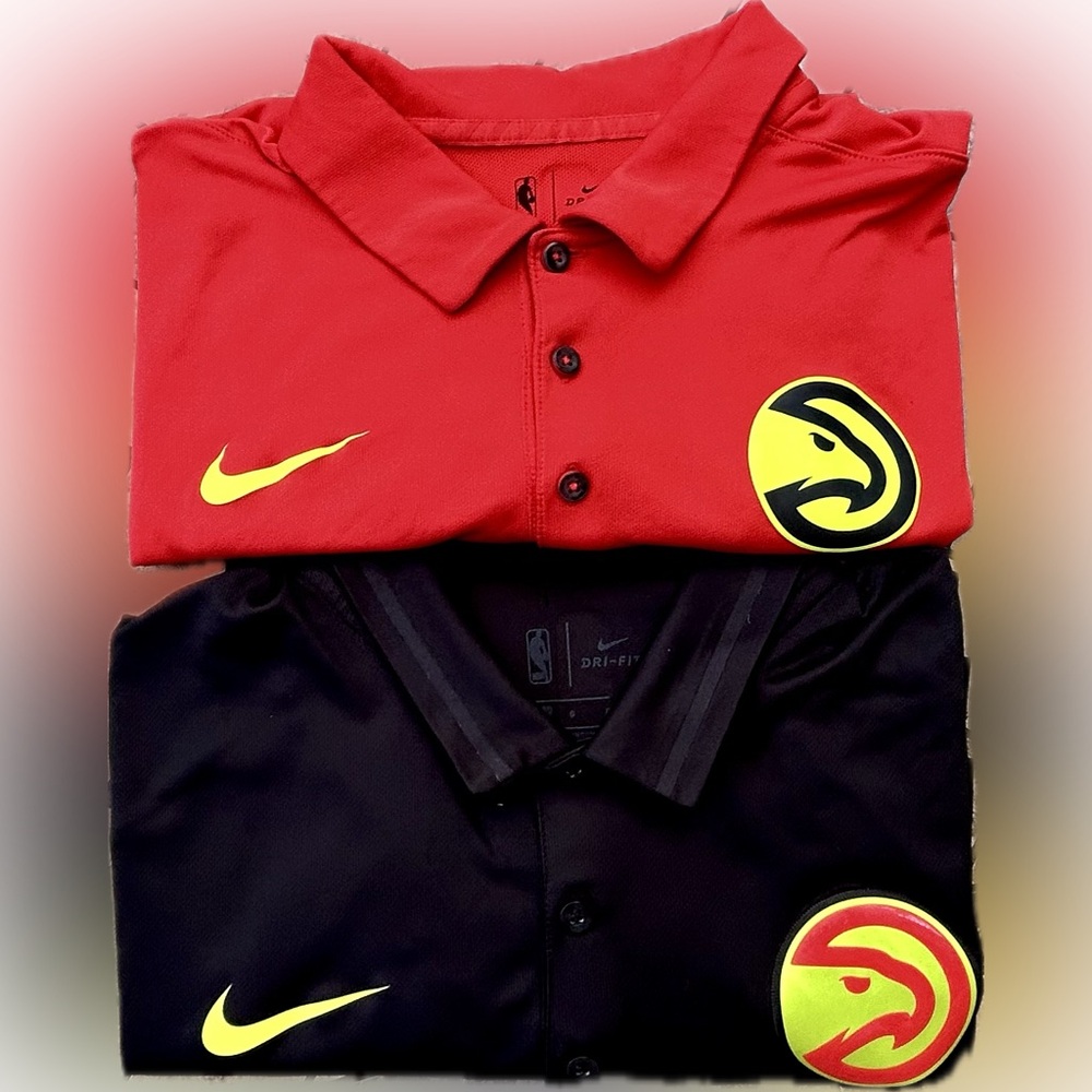 Two NBA Atlanta Hawks Short Sleeve Dri-fit Shirt Polo Bundle Nike Michael Jordon